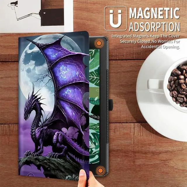 Alt view image 4 of 5 - FUYOCWE for Fire HD 10 Tablet Case (13th Generation,2023 Release,10.1"), PU Leather Multi-Angle Folding Stand Smart Flip Cover for Amazon Kindle Fire HD 10 13th Gen-Arcient Dragon