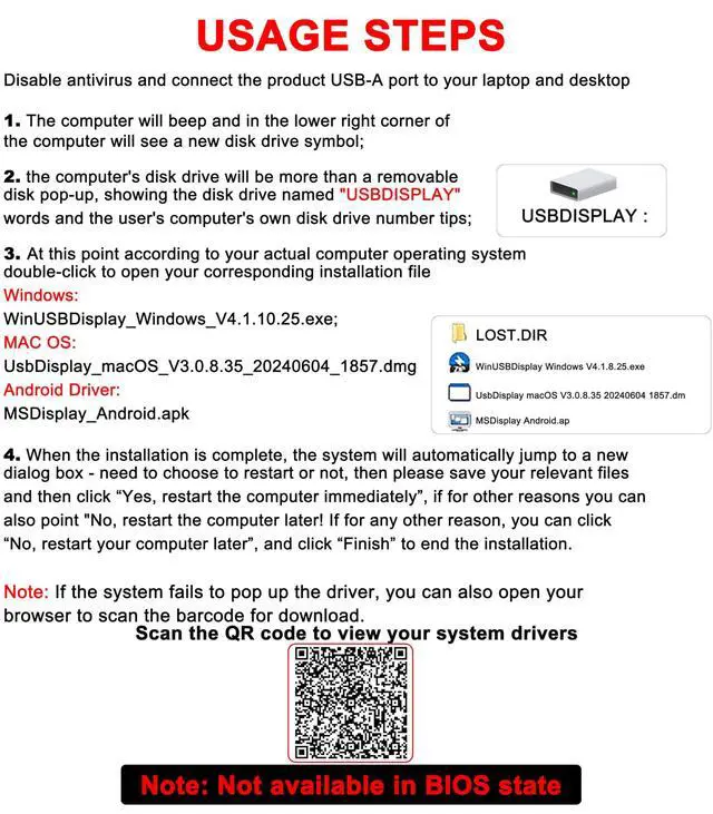 Alt view image 3 of 5 - THANDBLE USB to Dual HDMI Adapter 1080P 60Hz, USB A 3.0 to HDMI Adapter for Laptop, PC, Desktop, Compatible with Mac OS, Windows 7/8/10/11 - Requires Driver Installation