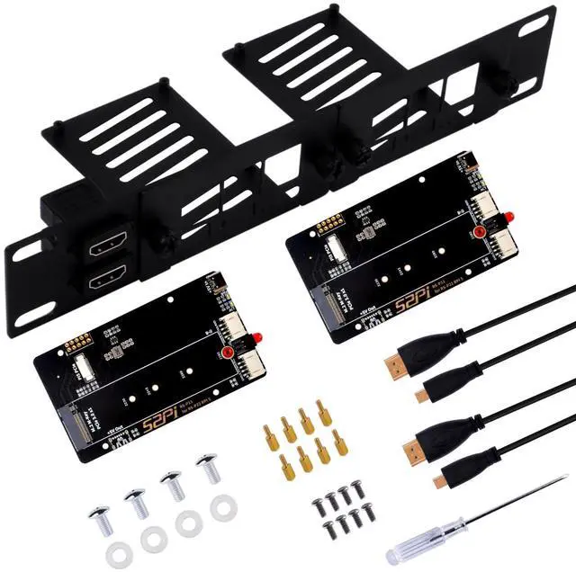 Main image of GeeekPi 10 Inch 1U Rack Mount for Raspberry Pi 5, with 2PCS PCIe to M.2 NVMe SSD Adapters, Supports up to 2 Pi 5 Boards, Compatible with DeskPi RackMate T0/T1/T2 Server Cabinet