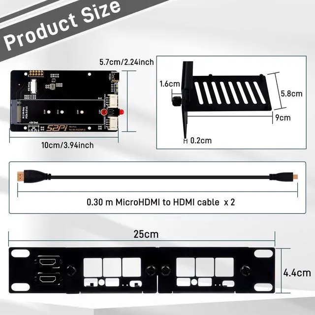 Alt view image 2 of 5 - GeeekPi 10 Inch 1U Rack Mount for Raspberry Pi 5, with 2PCS PCIe to M.2 NVMe SSD Adapters, Supports up to 2 Pi 5 Boards, Compatible with DeskPi RackMate T0/T1/T2 Server Cabinet