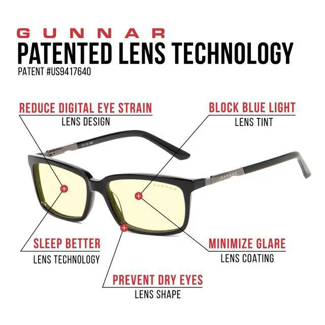 Alt view image 4 of 5 - GUNNAR Reading Glasses/Haus 1.0x Power, Amber Tint - Patented Lens, Reduce Digital Eye Strain, Block 65% of Harmful Blue Light