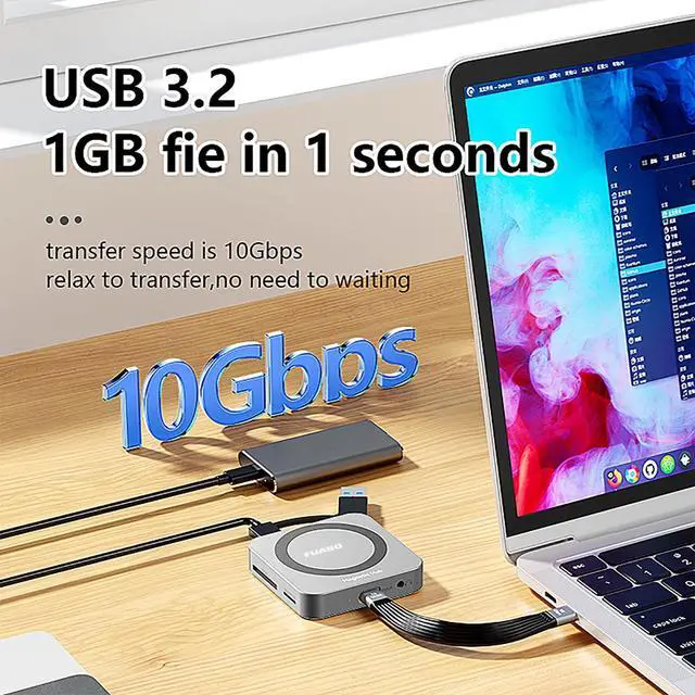 Alt view image 5 of 5 - Magnetic M.2 NVMe SSD Enclosure & USB C Docking Station for iPhone MagSafe Portable SSD case, Magnetic External SSD &USB HUB 4K@60Hz HDMI, 10Gbps 100W PD Charging Compatible with iPhone 16