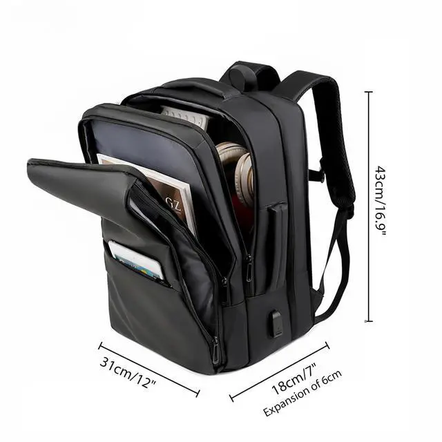 Alt view image 3 of 5 - OHiZVZV Large Capacity Personal Item Backpack, Underseat Carry On Hand Luggage, Flight Approved Cabin Bag for Business Travel and Airplane Use (Fits 15.6 Inch Laptop, Black)