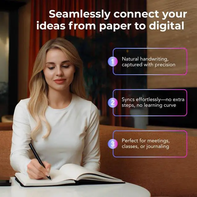 Alt view image 3 of 5 - XNote Smart Pen & Notebook Starter Set  AI-Powered Digital Note Taking, Real Paper Writing Syncs to App, Bluetooth Smart Notebook, 17-Hr Battery, Official Bundle with 5 Ink Refills