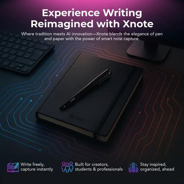 Alt view image 4 of 5 - XNote Smart Pen & Notebook Starter Set  AI-Powered Digital Note Taking, Real Paper Writing Syncs to App, Bluetooth Smart Notebook, 17-Hr Battery, Official Bundle with 5 Ink Refills