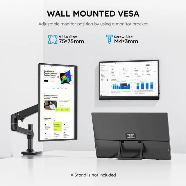 Alt view image 2 of 5 - Omiodo 15.6" Portable Monitor FHD 1080P USB-C HDMI External Second Screen for Laptop, PC, Mac, Phone, PS5/PS4, Xbox, Switch IPS Ultra-Thin Gaming Display with Kickstand,Plug&Play