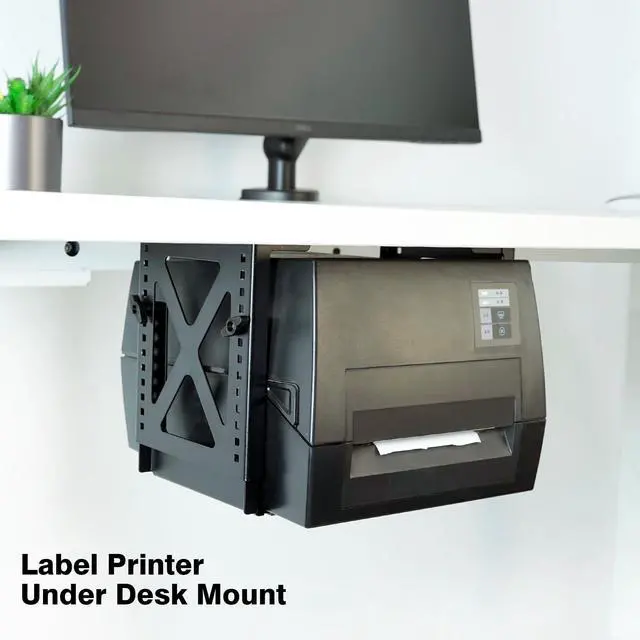 Alt view image 3 of 5 - Monzlteck Under Desk Adjustable Metal Mount Bracket  16-Level Height Adjustment (5.6-11.2in), Heavy-Duty 12kg Load Capacity, Universal Stand for PC, NAS, Label Printer,SpeakerVentilation Design