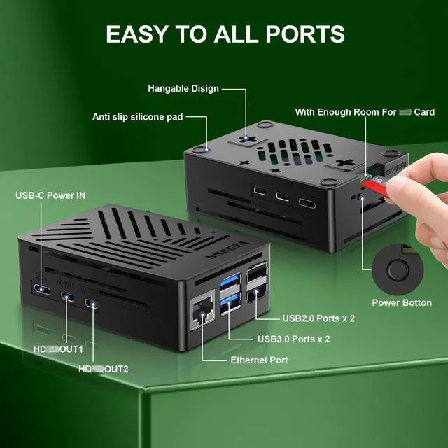 Alt view image 3 of 5 - Vesonn Raspberry Pi 5 16GB Starter Kit Raspberry Pi 5 16GB board/64GB Memory Card/GaN 27W 5.1V5A USB-C Power Supply/ABS Protective case/Active Cooler/MicroHDOUT Cable/Driver/Card Reader/Manual