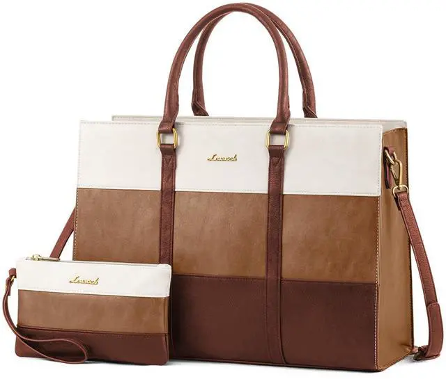 Main image of LOVEVOOK Laptop Bag for Women, 15.6 Inch Laptop Tote Bag, Vintage Leather Work Bags for Women, Waterproof Computer bag with Clutch Purse, Large Capacity Briefcase, Business Office Bag