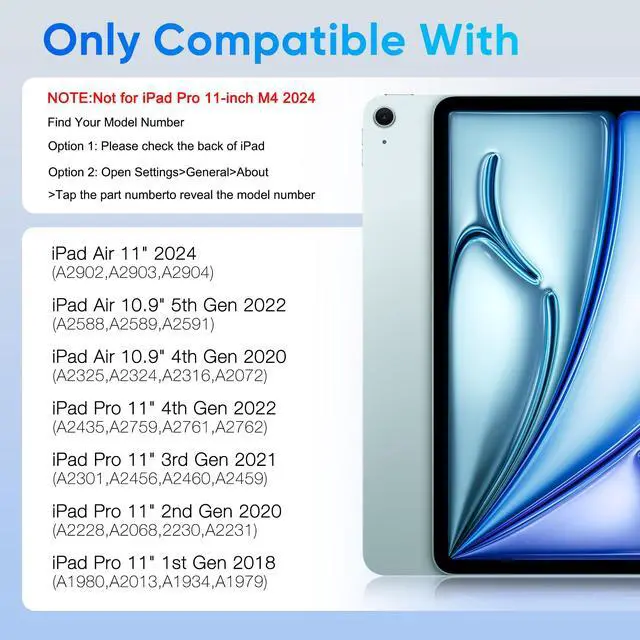 Alt view image 2 of 5 - Kolude Keyboard Case for iPad Air 11 inch (M2) 2024 & iPad Pro 11 inch (1st/2nd/3rd/4th Generation) & iPad Air 4th/5th Gen 10.9 with 360° Rotatable Pencil Holder touchpad Backlit Magnetic Dark Gray