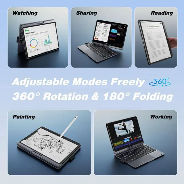 Alt view image 3 of 5 - Kolude Keyboard Case for iPad Air 11 inch (M2) 2024 & iPad Pro 11 inch (1st/2nd/3rd/4th Generation) & iPad Air 4th/5th Gen 10.9 with 360° Rotatable Pencil Holder touchpad Backlit Magnetic Dark Gray