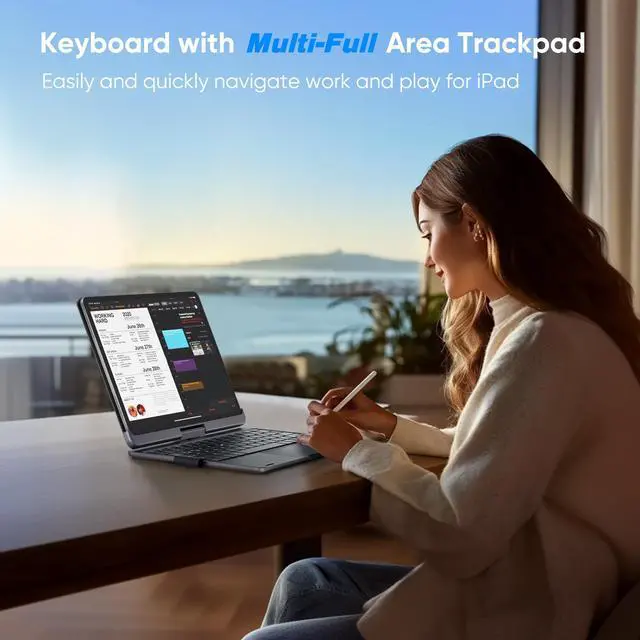 Alt view image 5 of 5 - Kolude Keyboard Case for iPad Air 11 inch (M2) 2024 & iPad Pro 11 inch (1st/2nd/3rd/4th Generation) & iPad Air 4th/5th Gen 10.9 with 360° Rotatable Pencil Holder touchpad Backlit Magnetic Dark Gray