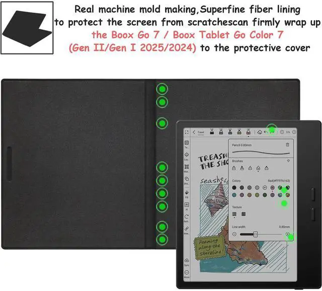 Alt view image 3 of 5 - UMUBUHOMS Magnetic Case for 7" Onyx Boox Go Color 7 (2024/2025 Released) / Boox Go 7 E Ink Tablet Ultra-Thin Lightweight Book Folio Cover with Auto Sleep/Wake Magnetic Closure (Black)