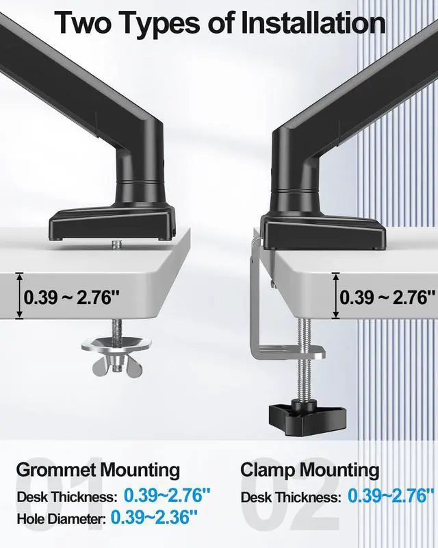 Alt view image 5 of 5 - Single Monitor Arm Fits up to 32 Inch, Desk Mount Holds 4.4-19.8lbs Computer Screen, Full Motion Gas Spring, VESA Mount 75x75, 100x100, Freelift