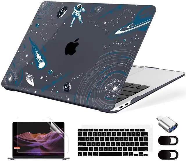 Main image of MecBevia Compatible with MacBook Air 13.3 inch Case 2021-2018 Release A2337 M1 A2179 A1932 Touch ID, Plastic Hard Shell&Keyboard Cover&Screen Protector&Webcam Cover&Type-C Adapter, Aerospace
