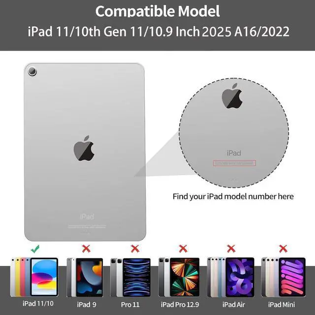 Alt view image 2 of 5 - kenke for iPad 11/10th Gen Case with Keyboard 11/10.9 inch 2025 A16/2022, Detachable Wireless Bluetooth with Right Side Pencil Holder, Multi-Touch Trackpad Backlit Square Gray Keycaps (Cream