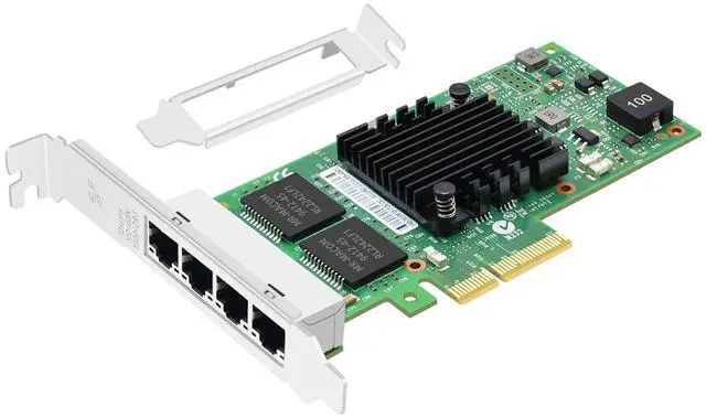 Main image of Buacoz Quad-Port PCIe X4 Gigabit Network Card, with Intel I350-T4 RJ45 Ports LAN NIC Card Server 1000M PCI Express Ethernet Adapter Support Windows/Windows Server/Linux/Freebsd/VMware ESXi