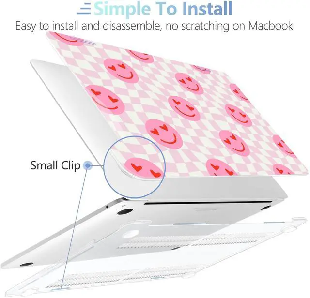 Alt view image 4 of 5 - MEEgoodo for M2 MacBook Pro 13 inch Case 2022 2021 2020,Crystal Cover Fit Model A2338 M2/M1 A2251 A2289,Clear Case for 13.3-inch Laptop,Hard Shell for MacBook Pro M2, Checkered Pink Hearts