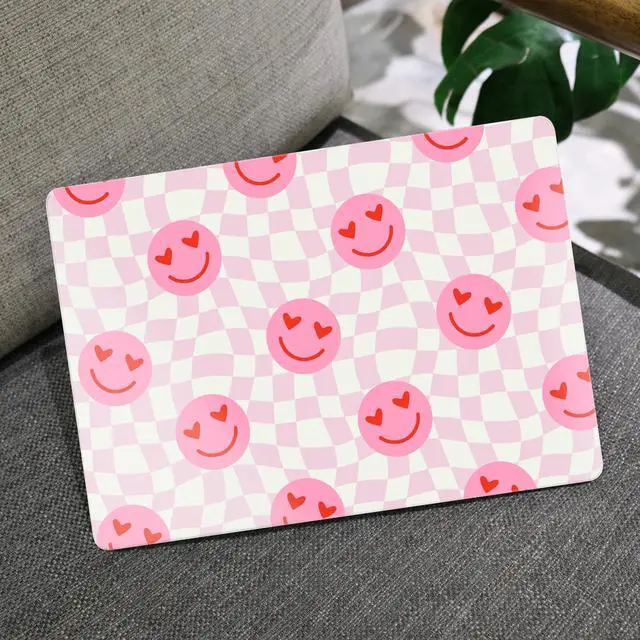 Alt view image 5 of 5 - MEEgoodo for M2 MacBook Pro 13 inch Case 2022 2021 2020,Crystal Cover Fit Model A2338 M2/M1 A2251 A2289,Clear Case for 13.3-inch Laptop,Hard Shell for MacBook Pro M2, Checkered Pink Hearts