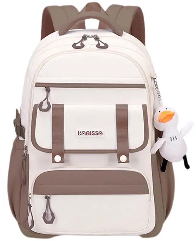 Main image of MININAI Womens Girls Backpack for School Cute Aesthetic Large Laptop Backpack Kawaii Preppy Teen Kids Bookbag Travel Daypack (Khaki,L)