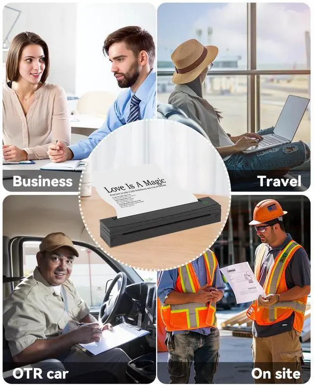 Alt view image 5 of 5 - NDYIN Portable Printer Wireless for Travel, D80 Thermal Printer, Inkless Printers, Compatible with iOS, Android, Laptop, Supports 8.5" x 11" US Letter & A4 & A5 for Home Use, Office, Vehicles, Black