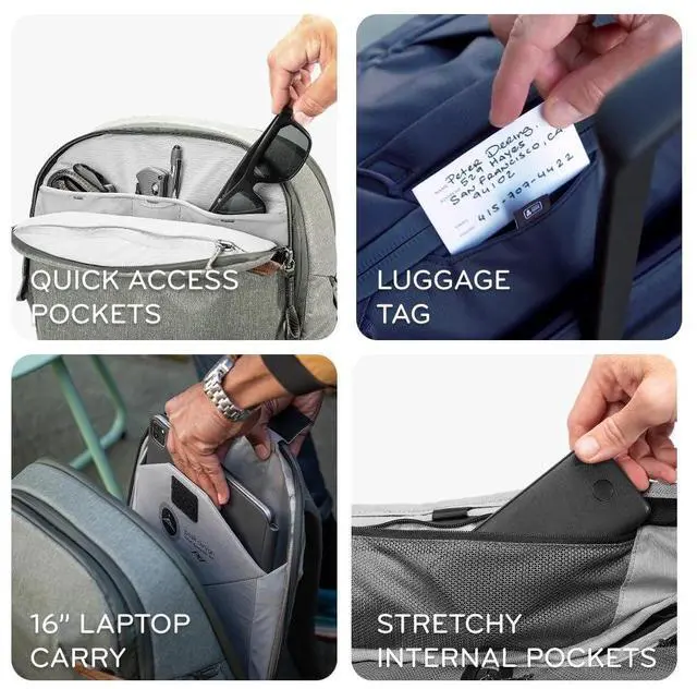 Alt view image 2 of 5 - Peak Design Travel Backpack 30L, Eclipse, Expandable 27-33L Design, Rear and Top Access, Weatherproof Shell, Laptop Sleeve, Ideal for Travel or Everyday Carry, Versatile Backpack for Men and Women