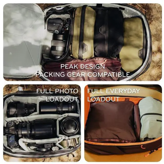 Alt view image 3 of 5 - Peak Design Travel Backpack 30L, Eclipse, Expandable 27-33L Design, Rear and Top Access, Weatherproof Shell, Laptop Sleeve, Ideal for Travel or Everyday Carry, Versatile Backpack for Men and Women