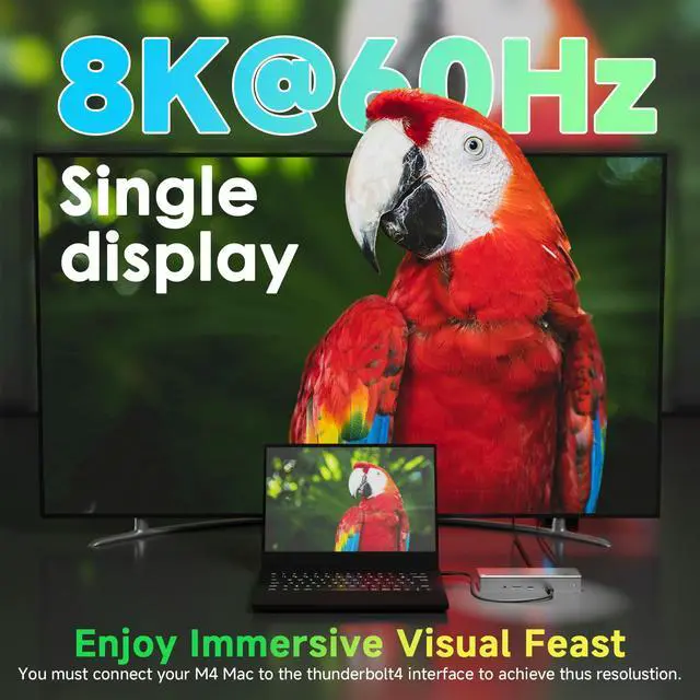 Alt view image 3 of 5 - Thunderbolt 4 Dock, WAVLINK Docking Station with Quad 4K@60Hz Monitors, Four Thunderbolt 4 Ports, 98W PD, 2.5G RJ45 Ethernet, SD V4.0, 10Gbps USB3.1, for MacBook Pro/Air etc