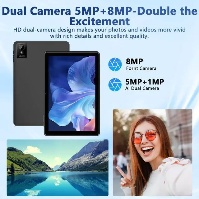 Alt view image 4 of 5 - Aobante Tablet 10 Inch, 2025 Android 15 Tablets, 18GB+128GB, 1TB Expand, Widevine L1 Compatible Octa-Core Tablet with WiFi 6, 6000mAh Battery, Dual Camera(5MP+8MP)