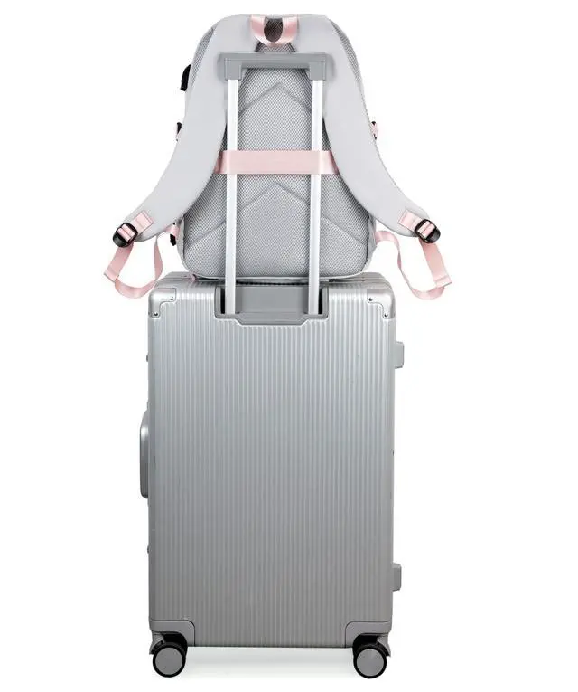 Alt view image 5 of 5 - Joymoze Women Fashion Travel Backpack Set Roomy Laptop Rucksack Set Casual Daypack for Girl Grey