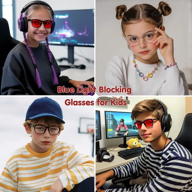 Alt view image 3 of 5 - CHEERS DEVICES Blue Light Glasses for Kids Boys Girls Teens - 1 Pack Sleep Glasses with Red Lens 99.9% Blue Green Blocking for Computer, Gaming lentes de sol para niños