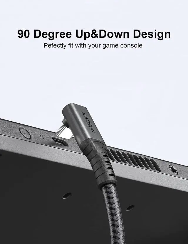 Alt view image 2 of 5 - XAOSUN 240W USB4 Cable, Right Angle Thunderbolt 4 Cable 6Ft, 90 Degree Thunderbolt Cord Support 40Gbps 8K 4K Display USB-C Thunderbolt 4 for ROG Ally Thunderbolt 3 Steam Deck eGPU Laptop ipad Docks