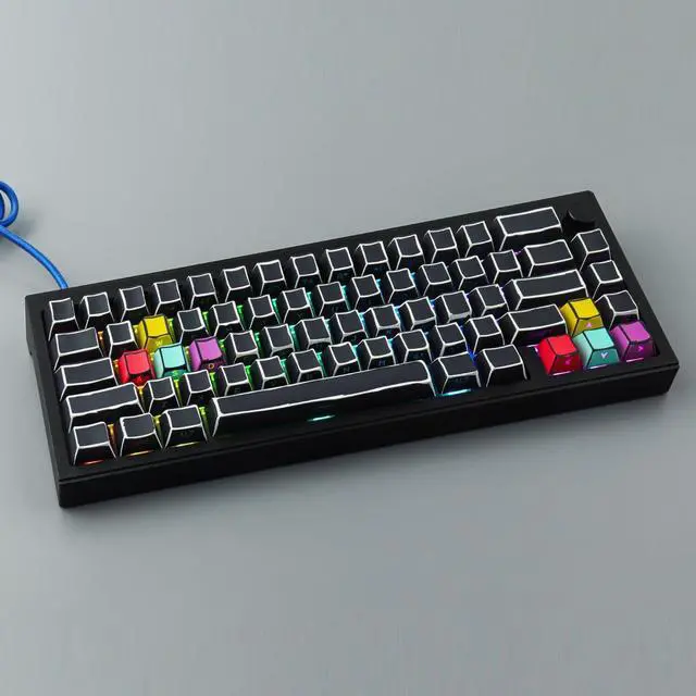 Alt view image 3 of 5 - Tsungup Custom Keycaps-Side Print Keycap Set,PBT Shine Through Cool Retro Keycaps 75 Percent,128 Keys Dye Sub Cherry Profile Keyboard Key caps for Cherry MX Mechanical Keyboard-Sketch Black Keycap