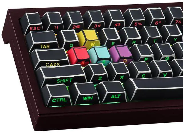 Main image of Tsungup Custom Keycaps-Side Print Keycap Set,PBT Shine Through Cool Retro Keycaps 75 Percent,128 Keys Dye Sub Cherry Profile Keyboard Key caps for Cherry MX Mechanical Keyboard-Sketch Black Keycap