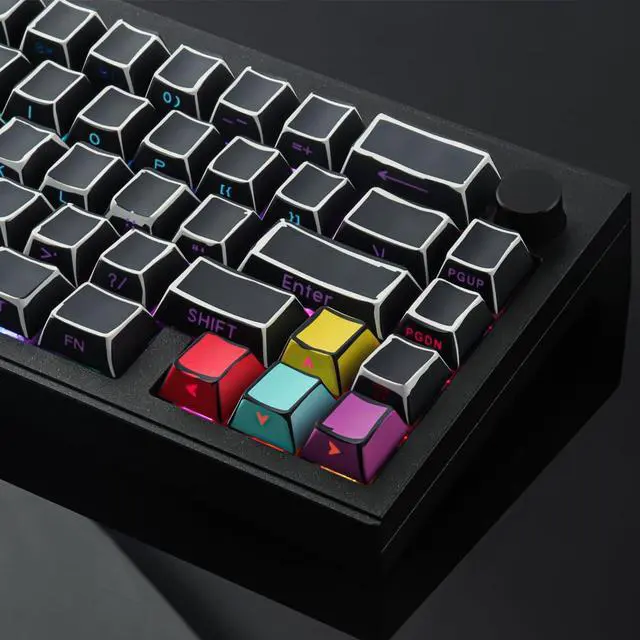 Alt view image 4 of 5 - Tsungup Custom Keycaps-Side Print Keycap Set,PBT Shine Through Cool Retro Keycaps 75 Percent,128 Keys Dye Sub Cherry Profile Keyboard Key caps for Cherry MX Mechanical Keyboard-Sketch Black Keycap