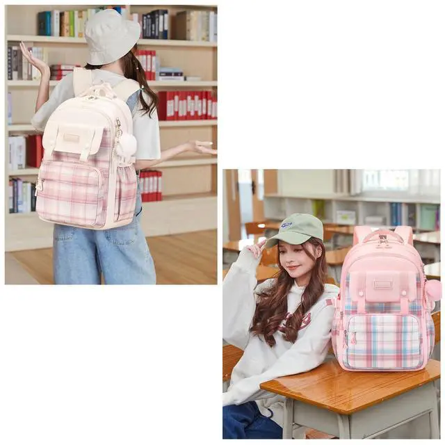 Alt view image 4 of 5 - Aufona Cute Backpack for School Teen Girls, Aesthetic Laptop Backpack High Middle School Daypack Women Daily Travel Laptop Bag (Blue)