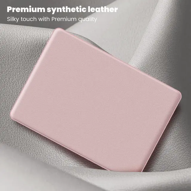 Alt view image 2 of 5 - Batianda Premium PU Leather Case for New M4 MacBook Pro 16 inch 2024 2023 2021 M3 M2 M1 Pro/Max Chip Business Elegant Protective Cover with Foldable Stand, Full Protection with Anti-Slip Pads, Pink