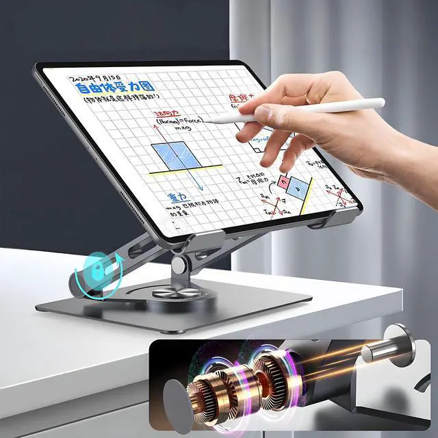 Alt view image 5 of 5 - 360° Rotating Tablet Stand - Adjustable iPad Tablet Holder for Desk, Foldable iPad Swivel Stand for Home & Office (Slate Gray)