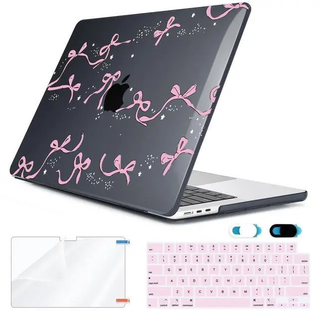Main image of HOHAIYOO Compatible with MacBook Air 15 inch Case 2025 2024 2023 Release M4 A3241 M3 A3114 M2 A2941 with Liquid Retina Display, Hard Shell Case&Keyboard Cover&Webcam Cover&Screen Protector, Bows-b