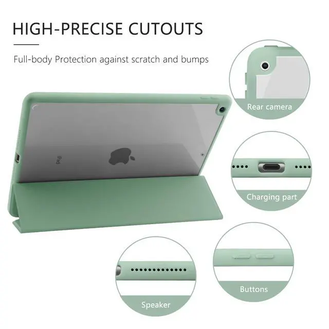 Alt view image 4 of 5 - JOYLAND Cute Funny Ghost Pattern Case for iPad (A16) 11th Gen 2025 11-inch/10th Gen 2022 10.9 inch, Clear Acrylic Hard Back Case with Pencil Holder Trifold Stand Tablet Cover for Women