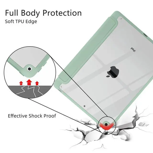 Alt view image 5 of 5 - JOYLAND Cute Funny Ghost Pattern Case for iPad (A16) 11th Gen 2025 11-inch/10th Gen 2022 10.9 inch, Clear Acrylic Hard Back Case with Pencil Holder Trifold Stand Tablet Cover for Women