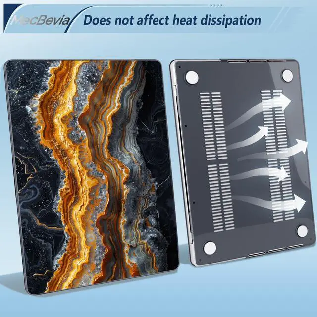 Alt view image 4 of 5 - MecBevia for MacBook Pro 16 Inch Case (20252021, M4/M3/M2/M1 Pro & Max, Model A3403 A3186 A2991 A2780 A2485), Hard Shell & Keyboard Cover, Screen Protector, Webcam Cover, Adapter, Black Gold