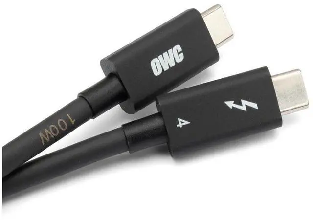 Alt view image 2 of 5 - OWC Thunderbolt 4 Cable, Thunderbolt Certified, 2.0 Meter (6.56 ft.), 40 Gb/s Data Transfer, 100W Power Charging, Compatible with Thunderbolt 4, Thunderbolt 3, USB-C, and USB4 Devices, Black