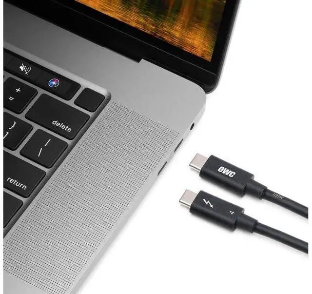 Alt view image 4 of 5 - OWC Thunderbolt 4 Cable, Thunderbolt Certified, 2.0 Meter (6.56 ft.), 40 Gb/s Data Transfer, 100W Power Charging, Compatible with Thunderbolt 4, Thunderbolt 3, USB-C, and USB4 Devices, Black