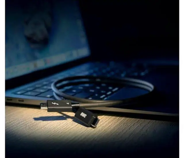 Alt view image 5 of 5 - OWC Thunderbolt 4 Cable, Thunderbolt Certified, 2.0 Meter (6.56 ft.), 40 Gb/s Data Transfer, 100W Power Charging, Compatible with Thunderbolt 4, Thunderbolt 3, USB-C, and USB4 Devices, Black