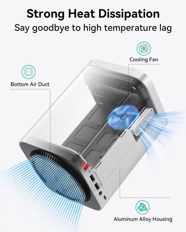Alt view image 4 of 5 - Yottamaster Mac mini Performance Dock 2 Bay HDD NVMe RAID Enclosure with 10Gbps Hub | Up to 56TB | Optimized for Mac mini M4/PC/Laptop