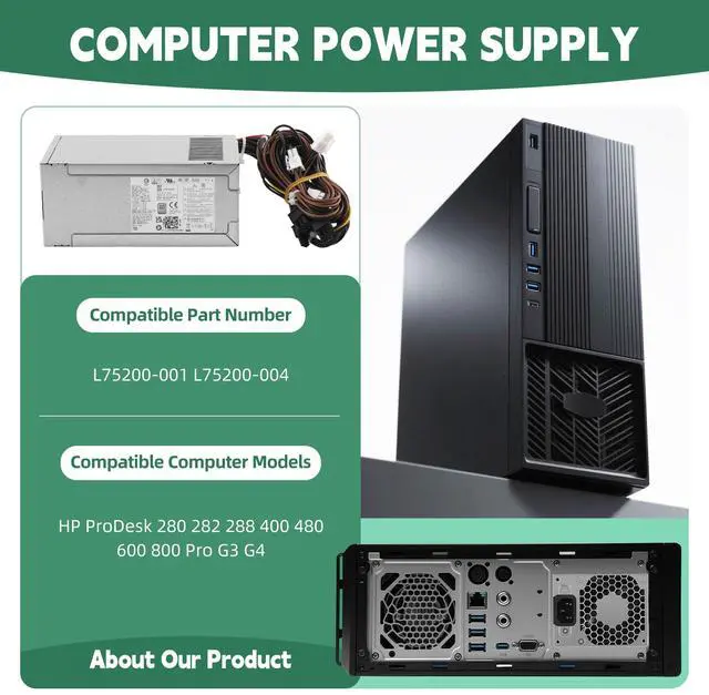Alt view image 3 of 5 - WISLOK PCK026 L75200-004 550W Power Supply Compatible with HP Prodesk 280 282 285 288 400 480 600 800 Pro G3 G4 PA-5551-1HA PA-5501-2 L75200-001