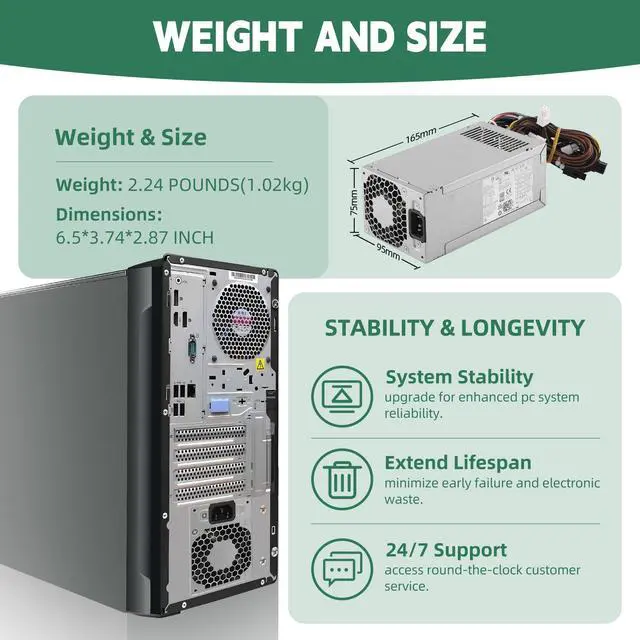 Alt view image 5 of 5 - WISLOK PCK026 L75200-004 550W Power Supply Compatible with HP Prodesk 280 282 285 288 400 480 600 800 Pro G3 G4 PA-5551-1HA PA-5501-2 L75200-001