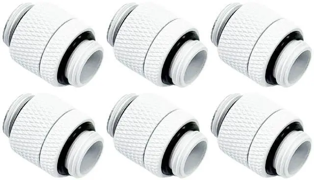 Main image of dracaena.io 6 Pack G1/4" Rotary Male to Male Extender Fittings, Nickel Plated Brass Compression Connectors with O Rings for PC Water Cooling Loop, Liquid Cooling Tube Fittings, White