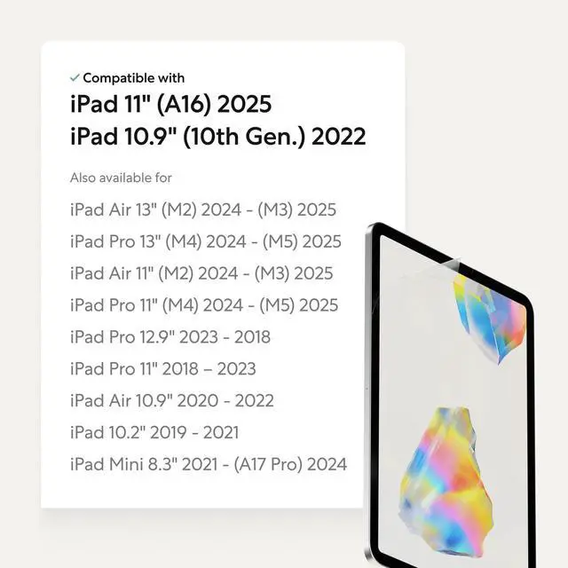 Alt view image 2 of 5 - Paperlike 3 Screen Protector (2x) for iPad 11 (A16 2025) & iPad 10.9 (10th Gen 2022)  True Paper-Feel, Bubble-Free Install (Butterfly), Protects Pencil Tip